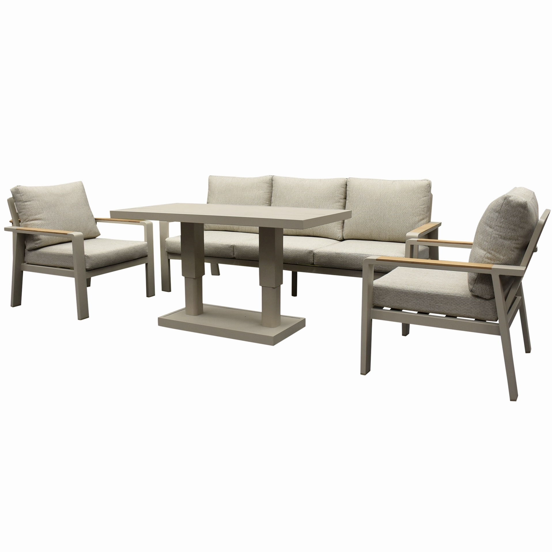 AVH-Collectie Lola stoel bank dining loungeset 4 delig verstelbare tafel latte zand