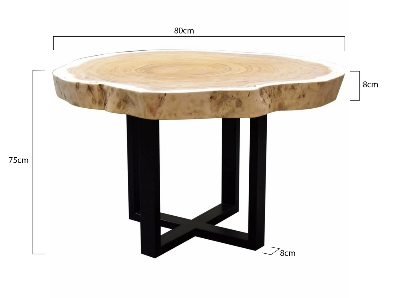 AVH-Collectie Boomstamtafel 80xH75 cm rond roestvrij stalen poten - bladdikte 8 cm AVH-Collectie Boomstamtafel 80xH75 cm rond roestvrij stalen poten - bladdikte 8 cm