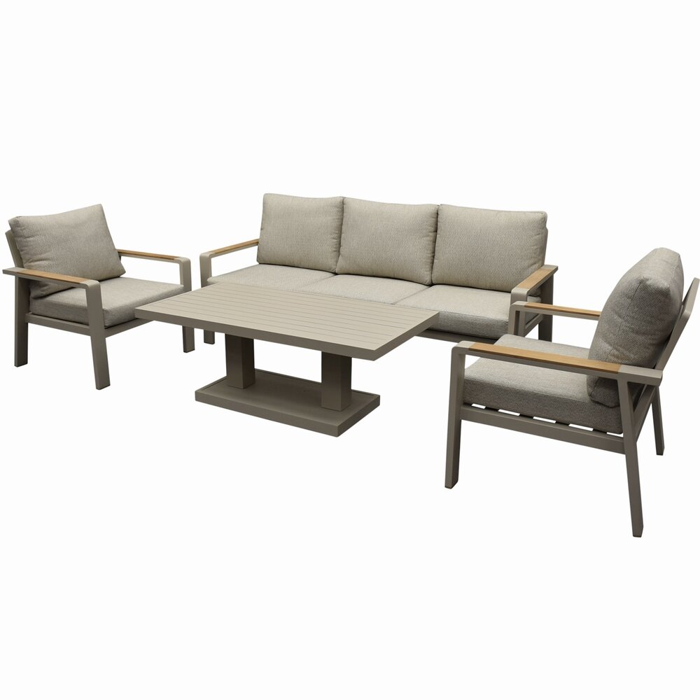 AVH-Collectie Lola stoel bank dining loungeset 4 delig verstelbare tafel latte zand