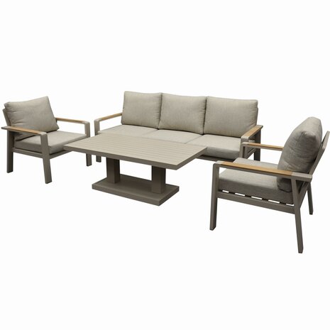 AVH-Collectie Lola stoel bank dining loungeset 4 delig verstelbare tafel latte zand