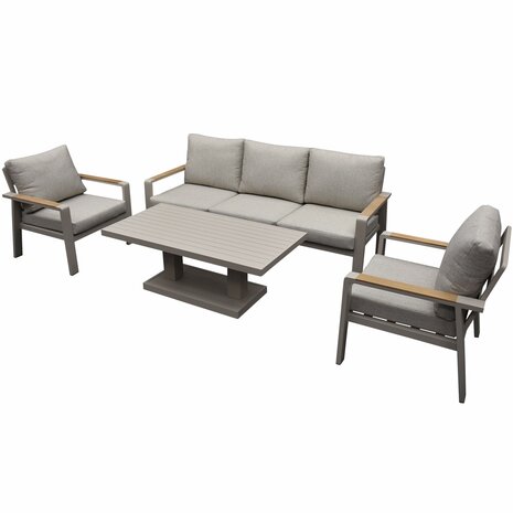 AVH-Collectie Lola stoel bank dining loungeset 4 delig verstelbare tafel latte zand