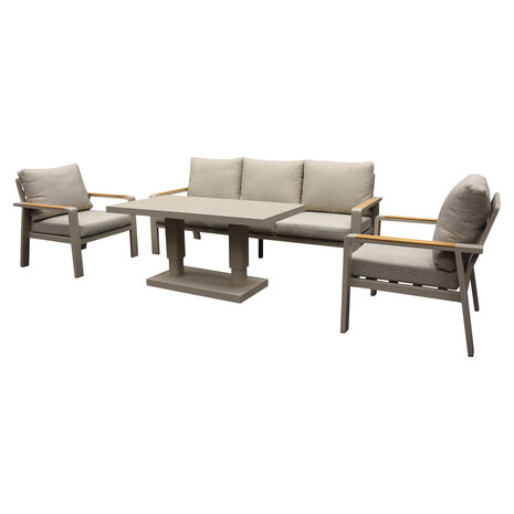AVH-Collectie Lola stoel bank dining loungeset 4 delig verstelbare tafel latte zand