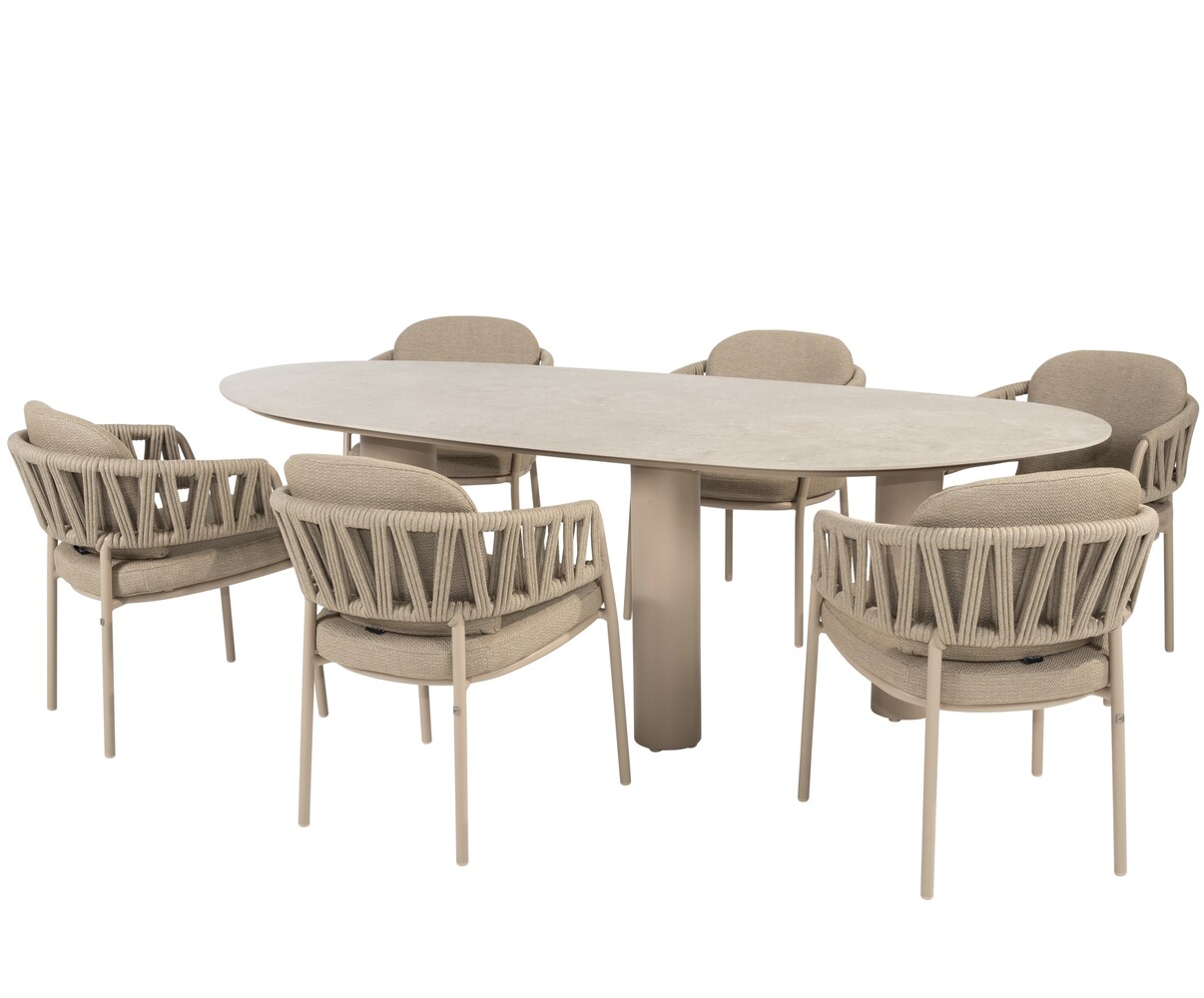 Taste 4SO Calma Estate dining tuinset 240x105xH75 cm 7 delig latte keramiek Taste 4SO