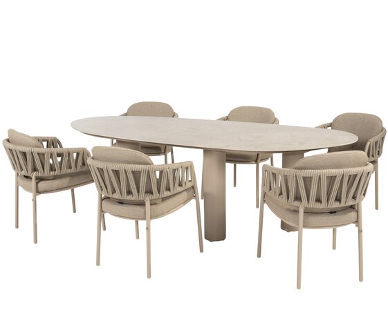 Taste 4SO Calma Estate dining tuinset 240x105xH75 cm 7 delig latte keramiek Taste 4SO