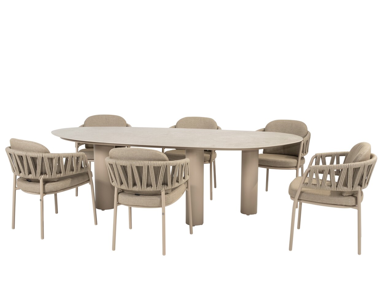 Taste 4SO Calma Estate dining tuinset 240x105xH75 cm 7 delig latte keramiek Taste 4SO