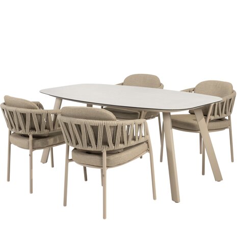 Taste 4SO Calma Manolo dining tuinset 180x95xH75 cm 5 delig latte keramiek Taste 4SO