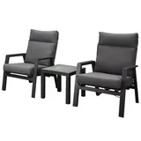 AVH-Collectie Showroommodel Vegas lounge balkonset 3 delig verstelbaar aluminium antraciet AVH-Collectie Showroommodel Vegas lounge balkonset 3 delig verstelbaar aluminium antraciet