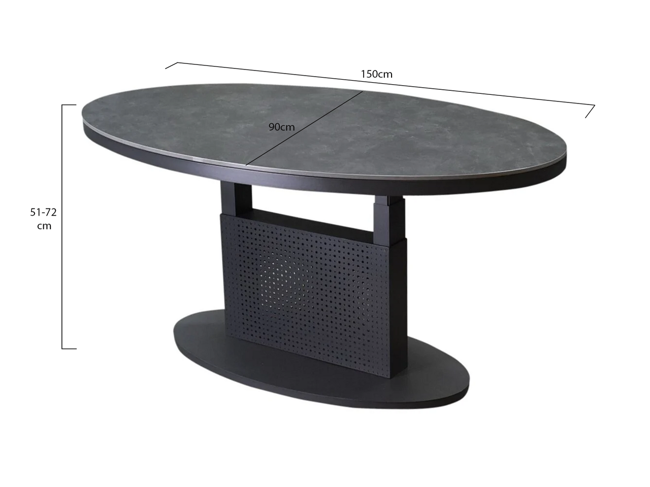 AVH-Collectie Primitivo lounge diningtafel ovaal 150x90xH51-72cm in hoogte verstelbaar aluminium antraciet AVH-Collectie Primitivo lounge diningtafel ovaal 150x90xH51-72cm in hoogte verstelbaar aluminium antraciet