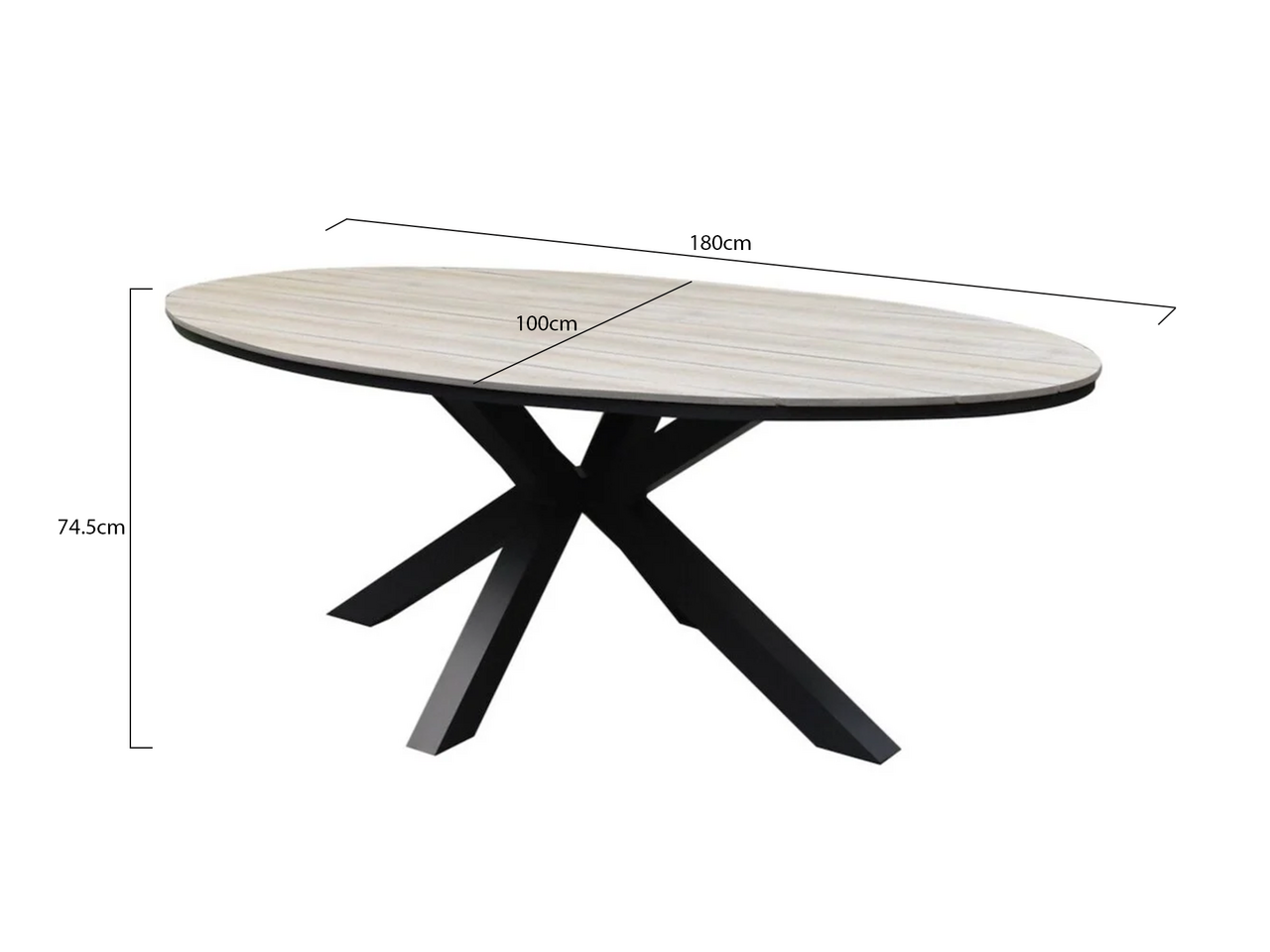 AVH-Collectie Salvador dining tuintafel ovaal 180x100xH75 cm polywood AVH-Collectie Salvador dining tuintafel ovaal 180x100xH75 cm polywood