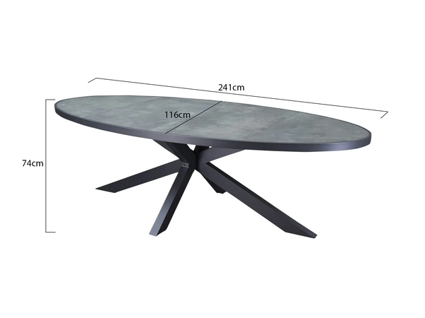 AVH-Collectie Ohio dining tuintafel ovaal 241x116xH74cm aluminium antraciet AVH-Collectie Ohio dining tuintafel ovaal 241x116xH74cm aluminium antraciet