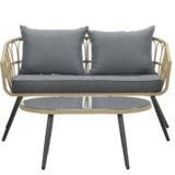 Showroommodel Franklin balkon loungeset 2 delig antraciet - lichtbruin Showroommodel Franklin balkon loungeset 2 delig antraciet - lichtbruin