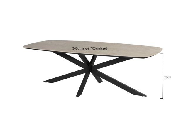 Taste 4SO Prado dining tuintafel 240x105xH75 cm antraciet met keramisch deens ovaal blad Taste 4SO Taste 4SO Prado dining tuintafel 240x105xH75 cm antraciet met keramisch deens ovaal blad Taste 4SO