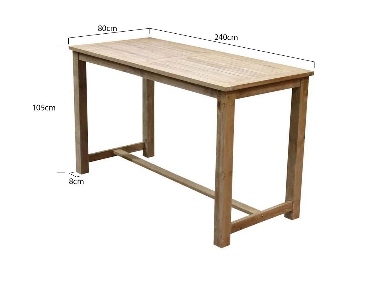 AVH-Collectie Bartafel 240x80xH105 cm teakhout AVH-Collectie Bartafel 240x80xH105 cm teakhout