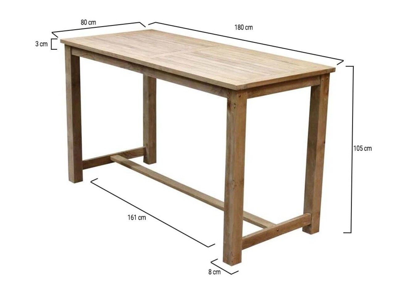 AVH-Collectie Bartafel 180x80xH105 cm teakhout AVH-Collectie Bartafel 180x80xH105 cm teakhout