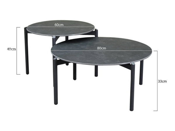 AVH-Collectie Tucson salontafels 87 cm rond en 67 cm rond keramiek antraciet AVH-Collectie Tucson salontafels 87 cm rond en 67 cm rond keramiek antraciet
