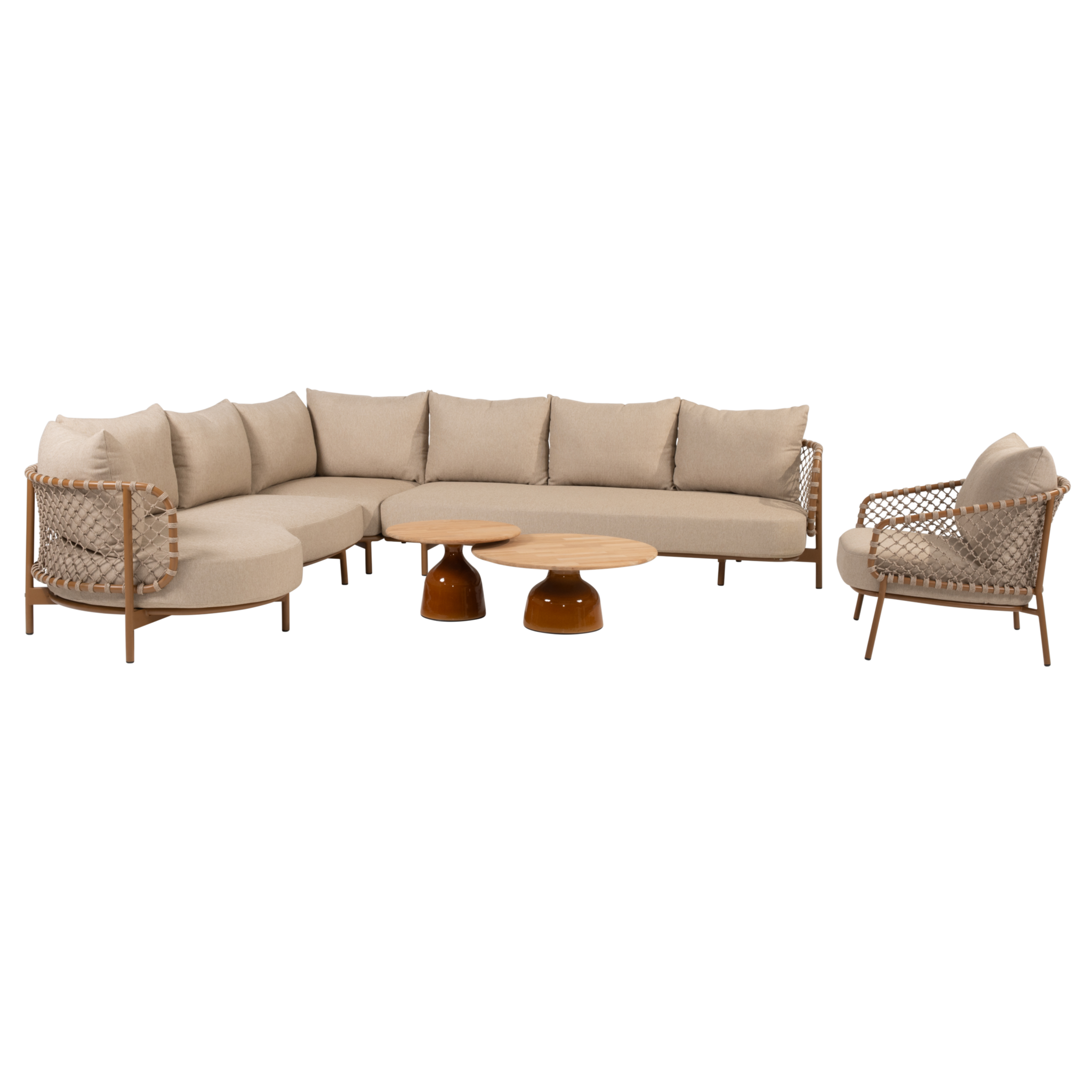 4 Seasons Outdoor June Martinique modulaire hoek loungeset 5 delig teak amber 