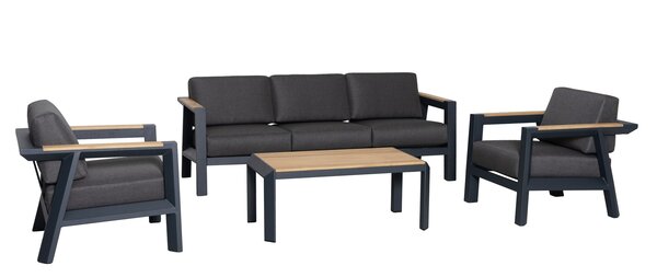 AVH-Collectie Showroommodel Victoria stoel bank loungeset 4 delig aluminium teak