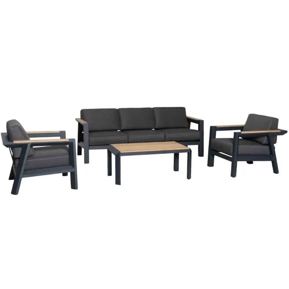 AVH-Collectie Showroommodel Victoria stoel bank loungeset 4 delig aluminium teak