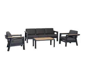 AVH-Collectie Showroommodel Victoria stoel bank loungeset 4 delig aluminium teak AVH-Collectie Showroommodel Victoria stoel bank loungeset 4 delig aluminium teak