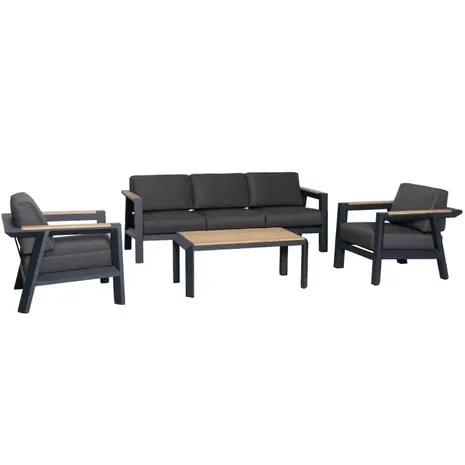 AVH-Collectie Showroommodel Victoria stoel bank loungeset 4 delig aluminium teak