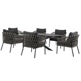 AVH-Collectie Showroommodel Amalfi San Francisco low dining tuinset 7 delig 240x100xH69 cm keramiek rope AVH-Collectie Showroommodel Amalfi San Francisco low dining tuinset 7 delig 240x100xH69 cm keramiek rope