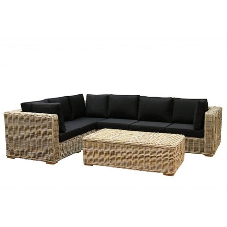 AVH-Collectie Showroommodel Nissah XL hoek loungeset 3-delig naturel rotan (links)