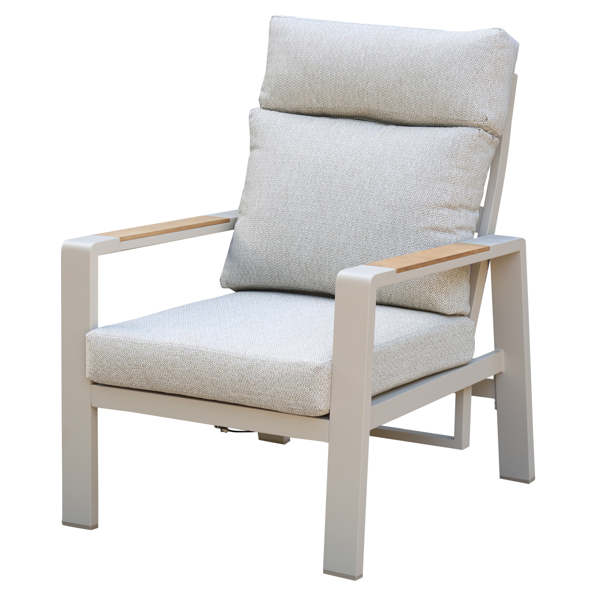 AVH-Collectie Ripasso verstelbare lounge tuinstoel latte zand aluminium teak