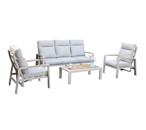AVH-Collectie Ripasso stoel bank loungeset verstelbaar 4 delig latte zand aluminium AVH-Collectie Ripasso stoel bank loungeset verstelbaar 4 delig latte zand aluminium