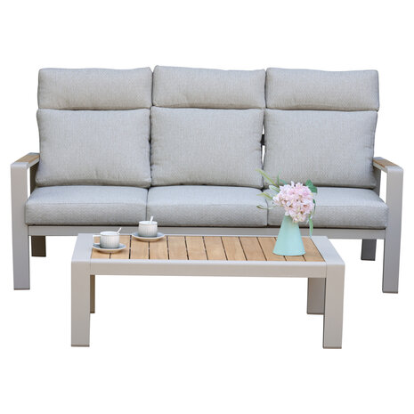 AVH-Collectie Ripasso stoel bank loungeset verstelbaar 4 delig latte zand aluminium