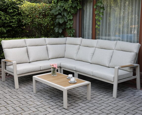 AVH-Collectie Ripasso hoek loungeset 5 delig aluminium latte zand teak