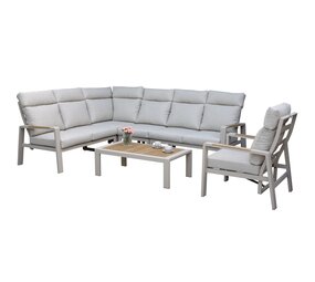 AVH-Collectie Ripasso hoek loungeset 6 delig aluminium latte zand teak AVH-Collectie Ripasso hoek loungeset 6 delig aluminium latte zand teak