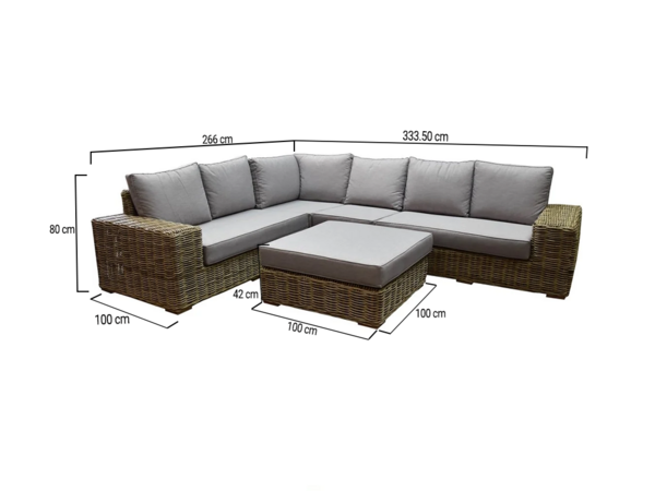 AVH-Collectie Otava hoek loungeset 5-delig naturel rotan AVH-Collectie Otava hoek loungeset 5-delig naturel rotan