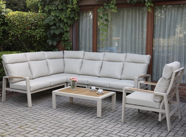 AVH-Collectie Ripasso hoek loungeset 6 delig aluminium latte zand teak