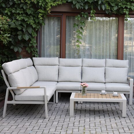 AVH-Collectie Ripasso hoek loungeset 6 delig aluminium latte zand teak