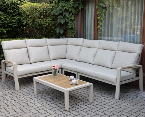 AVH-Collectie Ripasso hoek loungeset 6 delig aluminium latte zand teak