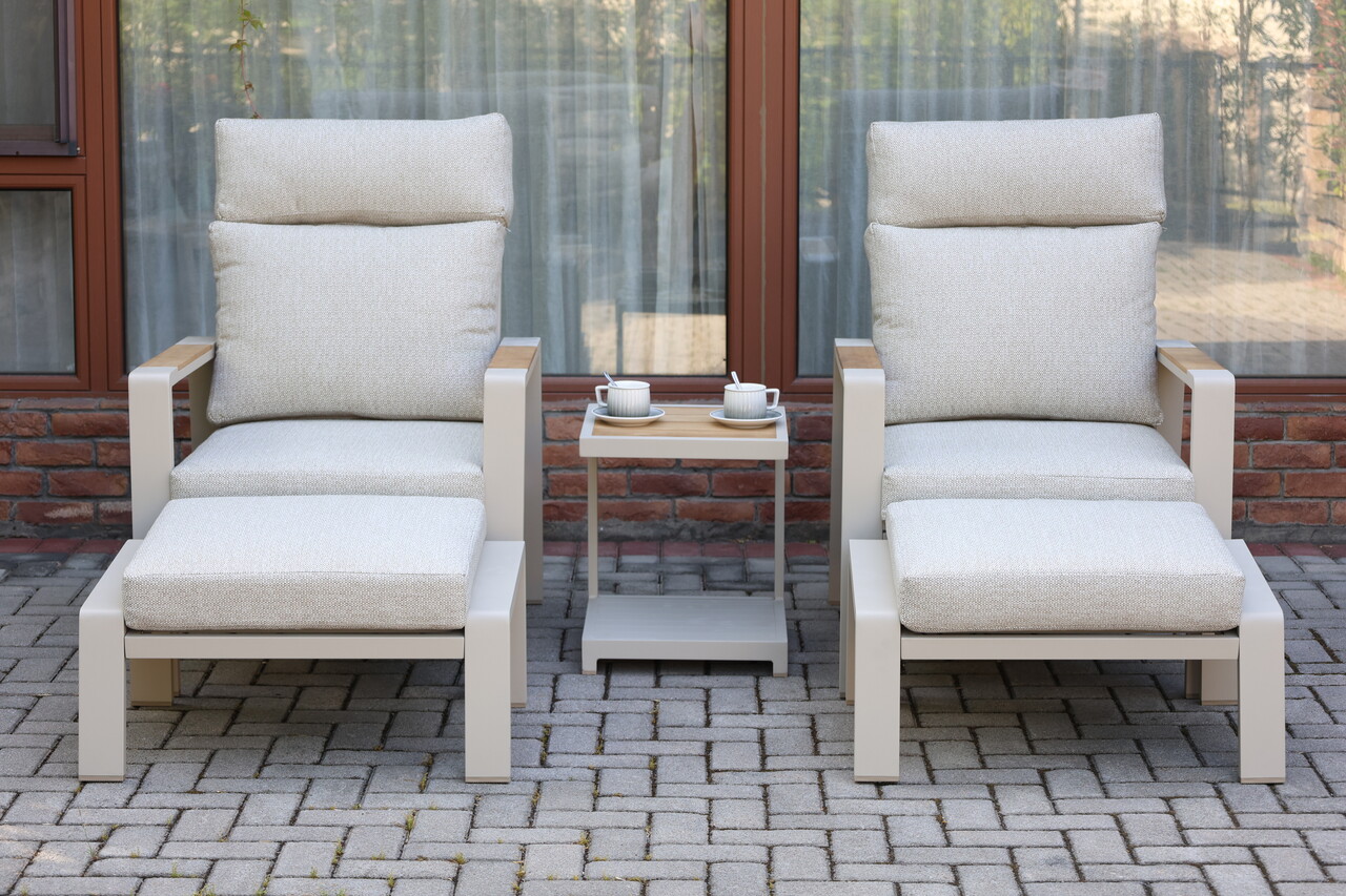 AVH-Collectie Ripasso lounge balkonset verstelbaar 5 delig latte zand aluminium teak AVH-Collectie Ripasso lounge balkonset verstelbaar 5 delig latte zand aluminium teak