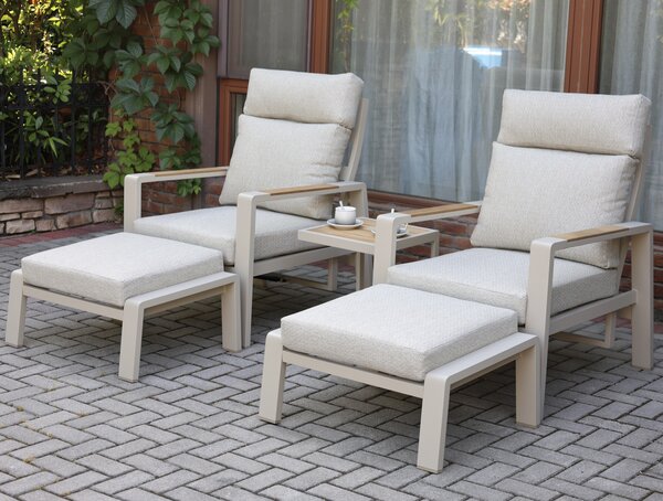 AVH-Collectie Ripasso lounge balkonset verstelbaar 5 delig latte zand aluminium teak AVH-Collectie Ripasso lounge balkonset verstelbaar 5 delig latte zand aluminium teak