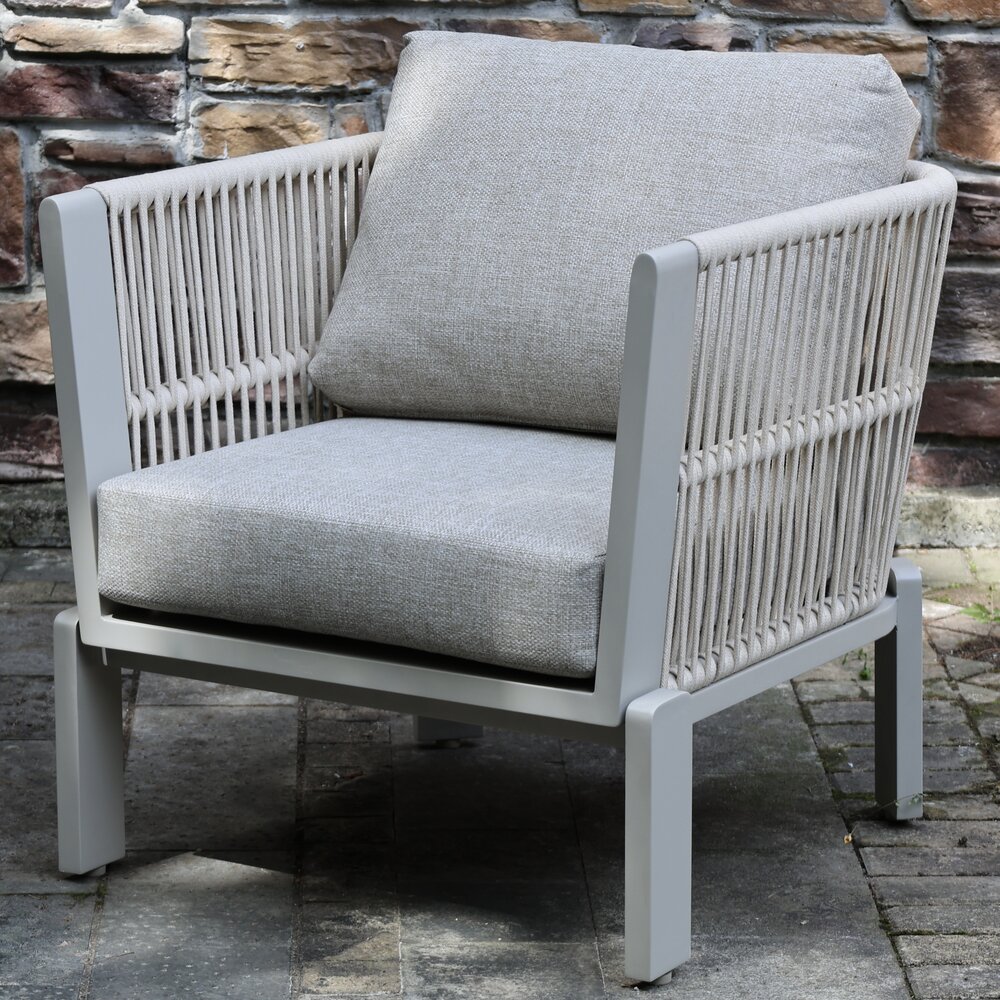 AVH-Collectie Veneto lounge tuinstoel latte zand aluminium rope