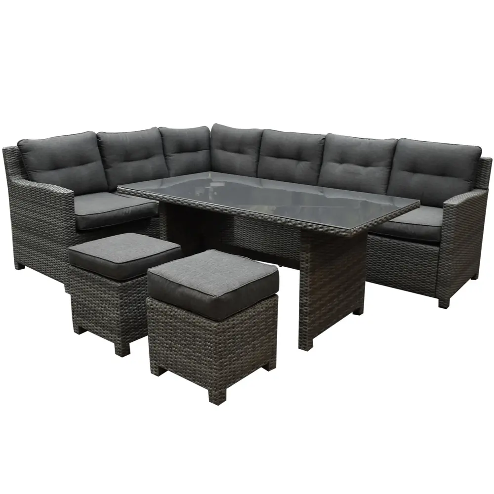 AVH-Collectie Showroommodel Valencia dining hoek loungeset 5-delig links antraciet wicker AVH-Collectie Showroommodel Valencia dining hoek loungeset 5-delig links antraciet wicker