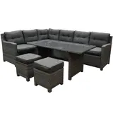 AVH-Collectie Showroommodel Valencia dining hoek loungeset 5-delig links antraciet wicker