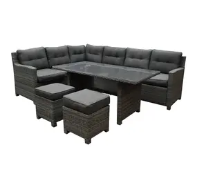 AVH-Collectie Showroommodel Valencia dining hoek loungeset 5-delig links antraciet wicker AVH-Collectie Showroommodel Valencia dining hoek loungeset 5-delig links antraciet wicker