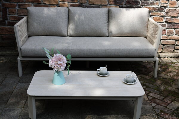 AVH-Collectie Veneto stoel bank loungeset 4 delig aluminium latte zand rope