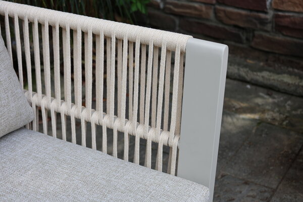 AVH-Collectie Veneto stoel bank loungeset 4 delig aluminium latte zand rope