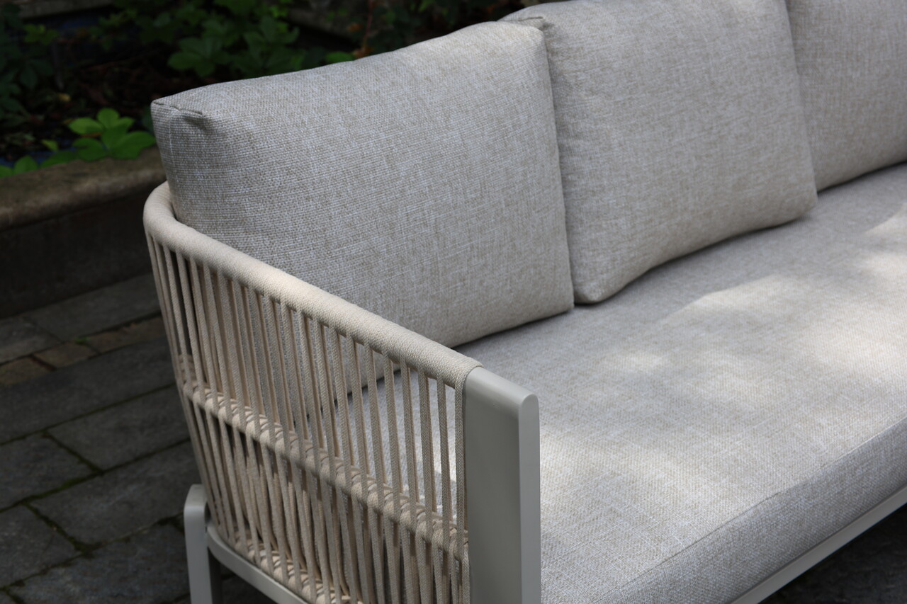 AVH-Collectie Veneto dining hoek loungeset 4 delig aluminium latte zand rope