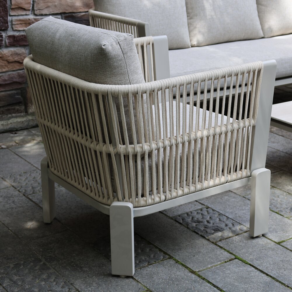 AVH-Collectie Veneto hoek loungeset 4 delig aluminium latte zand rope AVH-Collectie Veneto hoek loungeset 4 delig aluminium latte zand rope