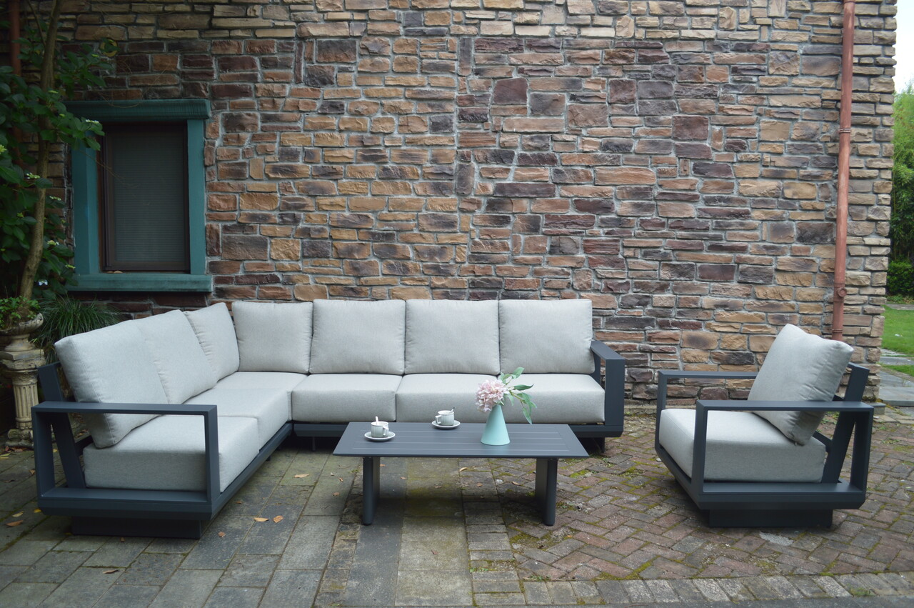 AVH-Collectie Avellino hoek loungeset 6 delig antraciet aluminium soft grey AVH-Collectie Avellino hoek loungeset 6 delig antraciet aluminium soft grey