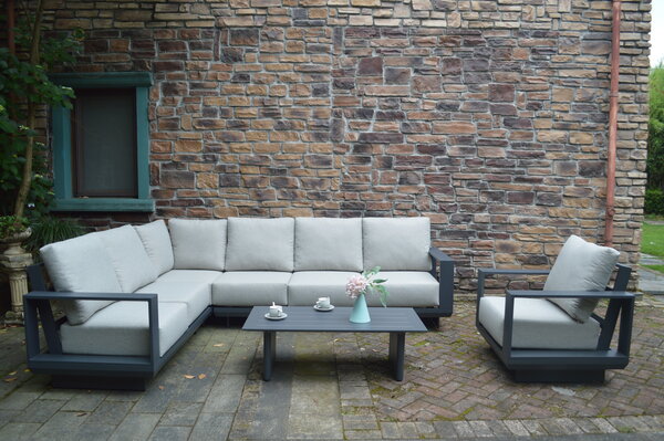 AVH-Collectie Avellino hoek loungeset 6 delig antraciet aluminium soft grey AVH-Collectie Avellino hoek loungeset 6 delig antraciet aluminium soft grey