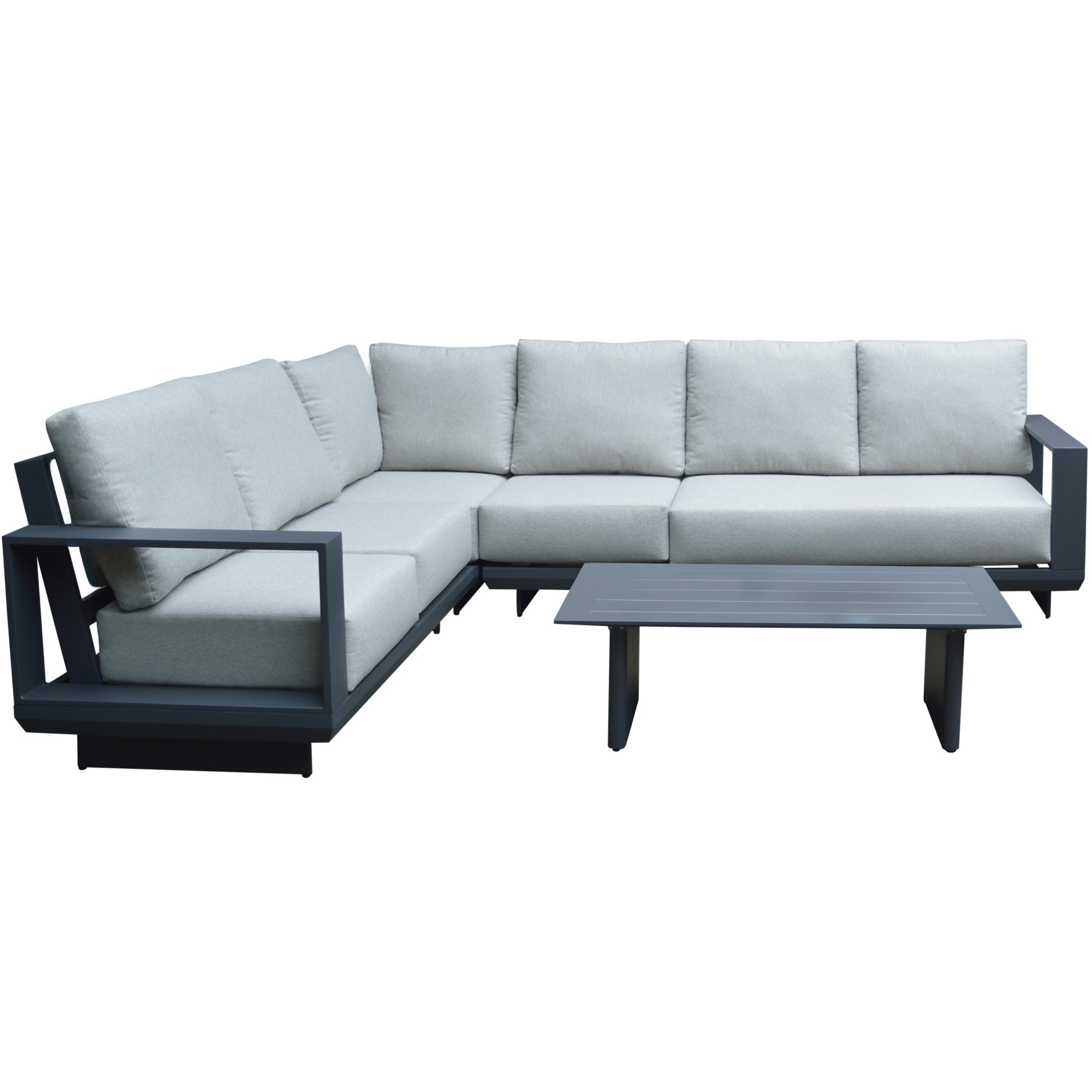 AVH-Collectie Avellino hoek loungeset 5 delig antraciet aluminium soft grey