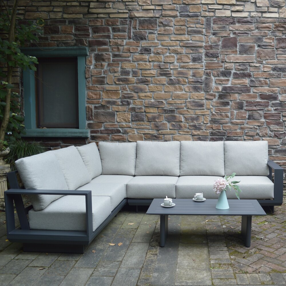 AVH-Collectie Avellino hoek loungeset 5 delig antraciet aluminium soft grey AVH-Collectie Avellino hoek loungeset 5 delig antraciet aluminium soft grey