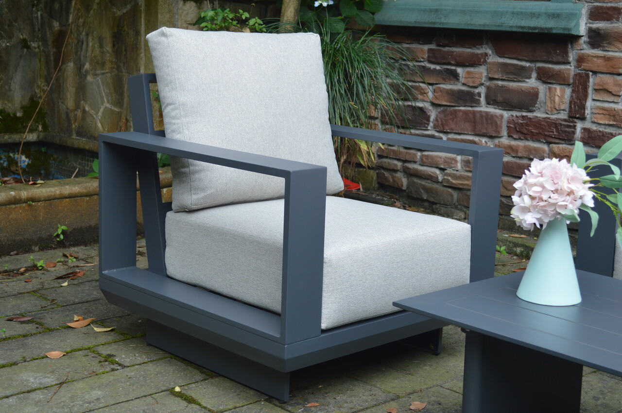 AVH-Collectie Avellino stoel bank loungeset 4 delig antraciet aluminium soft grey